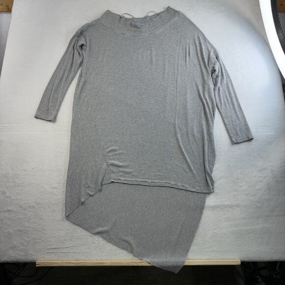 We The Free People L Large Grapevine Asymmetric Tunic Top Gray Boho Oversized - Picture 5 of 13